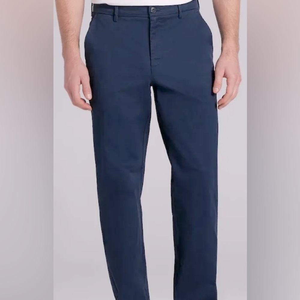 David Taylor Flat Front Cotton Stretch Wrinkle Free Navy Blue Dress Pants 44x30
